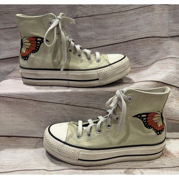 Converse Shoes - Converse Chuck Taylor All Star High Top Lift Platform Butterfly Sage Green 6